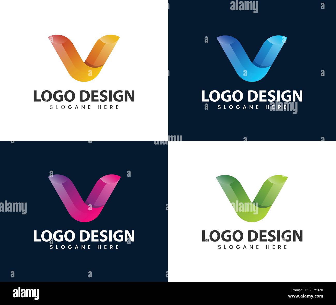 Logo abstrait moderne de 3D lettres V. Modèle de logo lettre V. Icône de mode professionnelle Vector Illustration de Vecteur