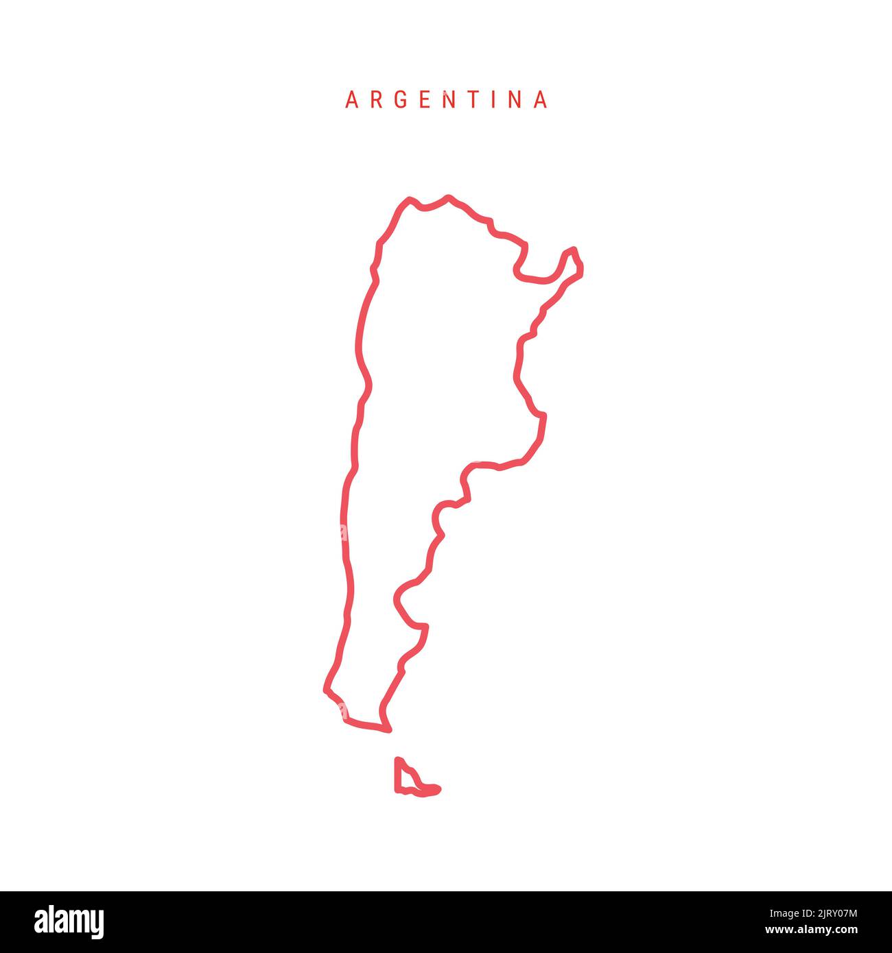 Carte de contour modifiable de l'Argentine. Frontière rouge Argentine. Nom du pays. Régler l'épaisseur de ligne. Changez de couleur. Illustration vectorielle. Illustration de Vecteur