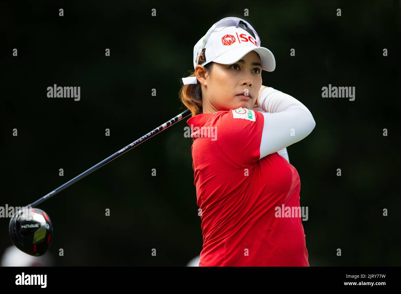 OTTAWA (ONTARIO) - LE 25 AOÛT : Moriya Jutanugarn, de Thaïlande, est en train de se départir sur le trou de 1st trous lors de la première ronde de l'ouverture du CP Women sur 25 août 2022, au club de chasse et de golf d'Ottawa, ONTARIO, Canada. (Image de crédit : © Richard A. Whittaker/Icon SMI via ZUMA Press) Banque D'Images