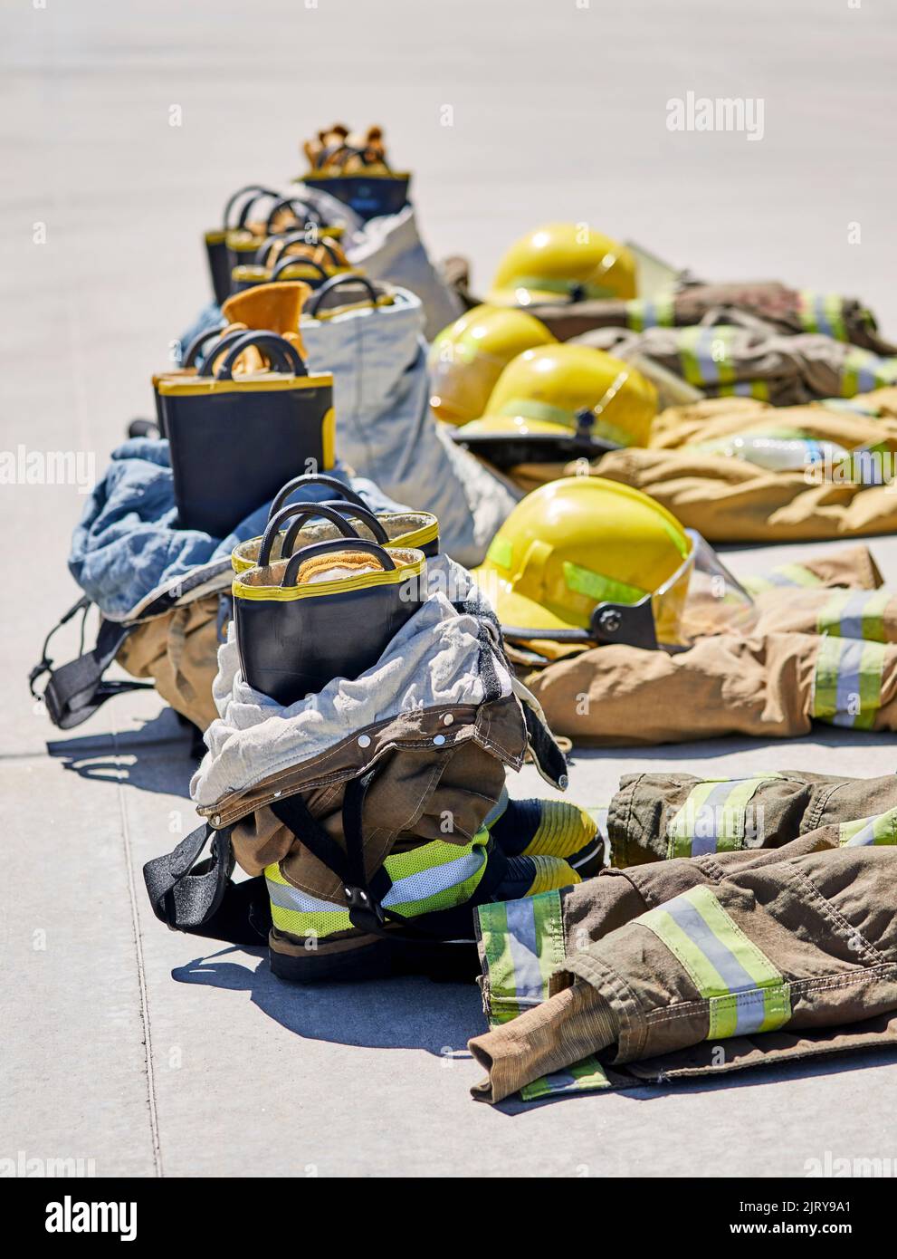Équipement de formation des pompiers officiers nouvellement recrutés Banque D'Images