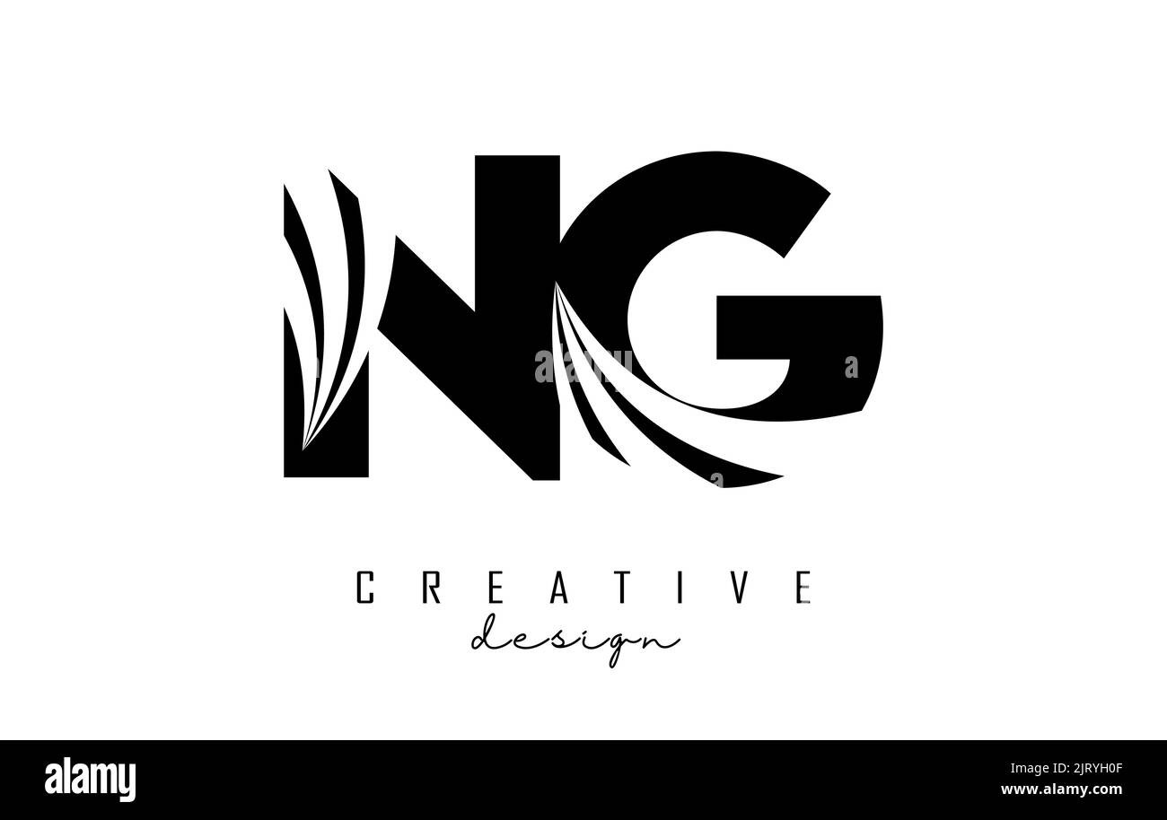 Logo Creative Black Letter NG n g avec lignes de pointe et design Road concept. Lettres à motif géométrique. Illustration vectorielle avec lettre et créat Illustration de Vecteur