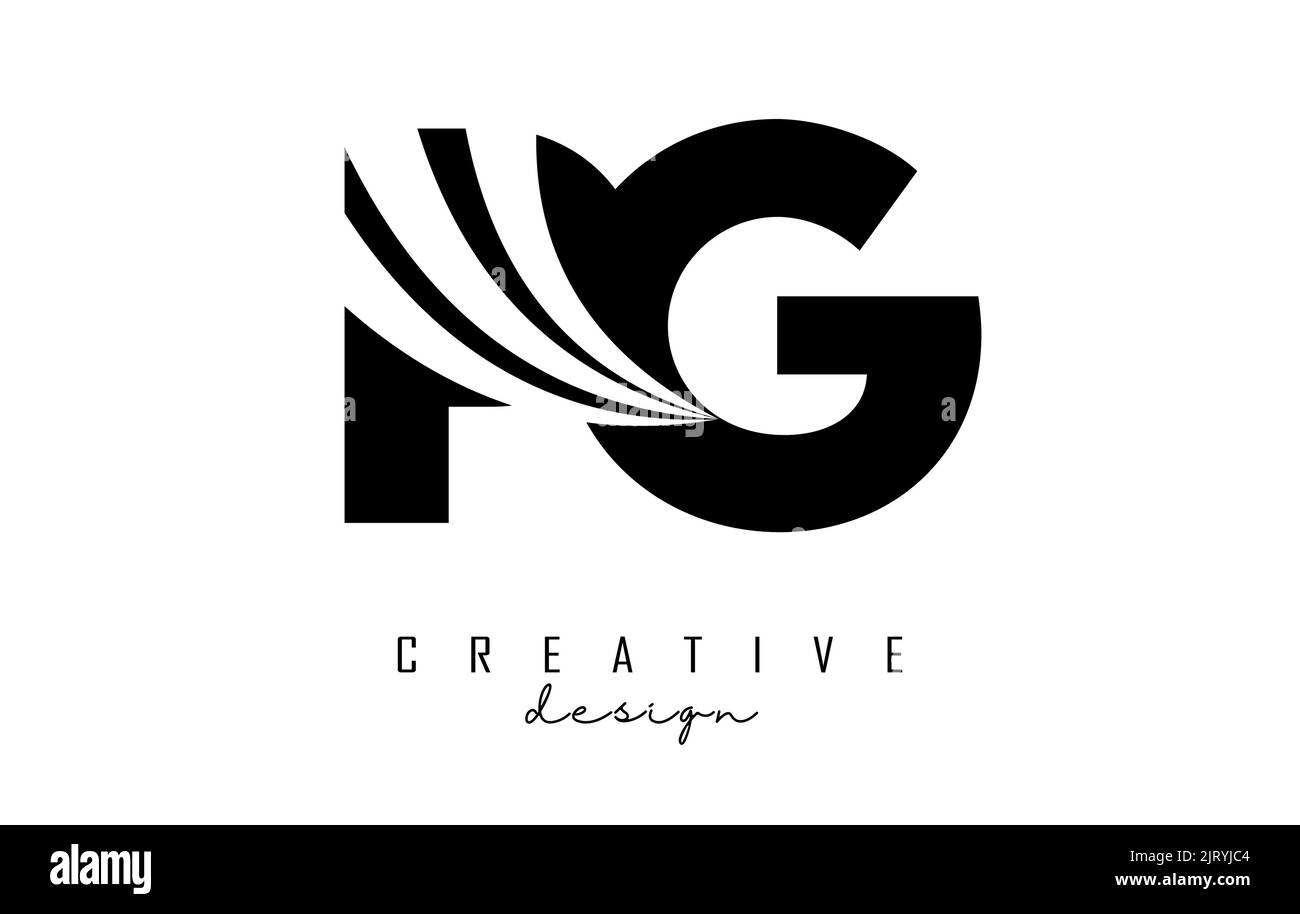 Logo PG p g de lettre noir créatif avec lignes de tête et design de route. Lettres à motif géométrique. Illustration vectorielle avec lettre et créat Illustration de Vecteur