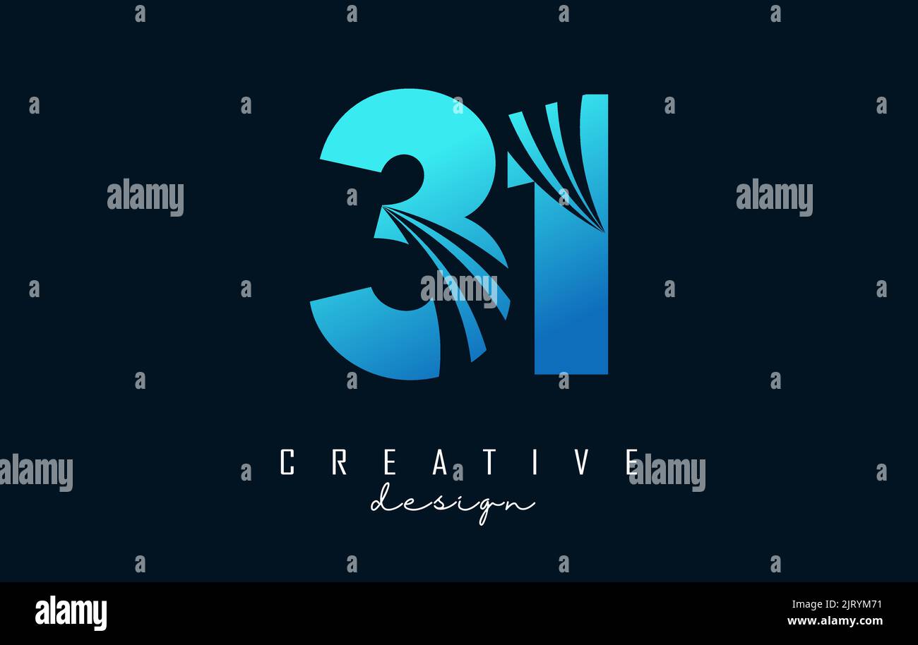 Logo Creative numéro 31 3 1 avec lignes de pointe et design Road concept. Nombre avec conception géométrique. Illustration vectorielle avec nombre et découpe créative Illustration de Vecteur