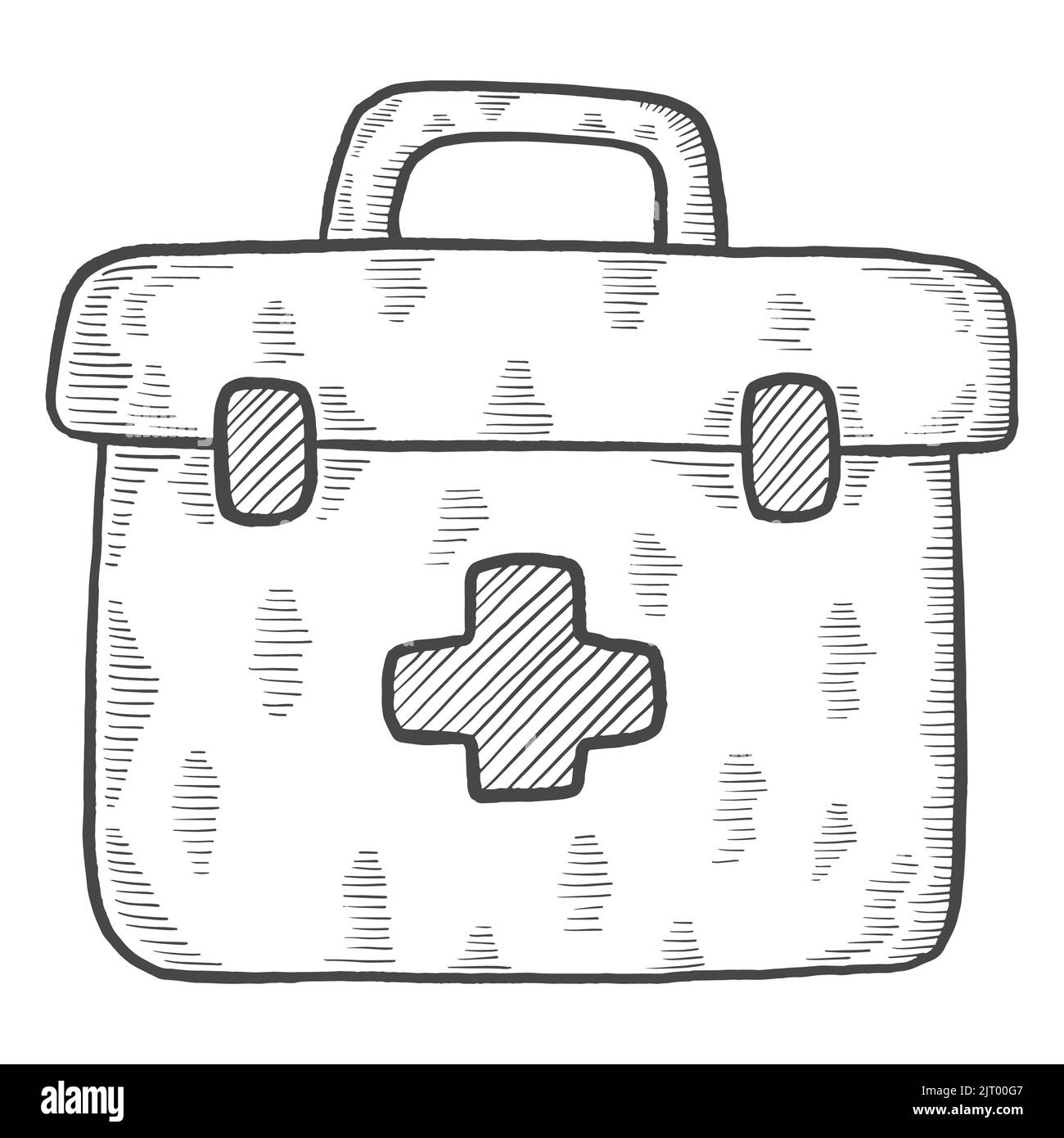 santé sac médical charité humanitaire international jour isolé doodle dessin dessiné à la main avec illustration vectorielle style vecteur Banque D'Images