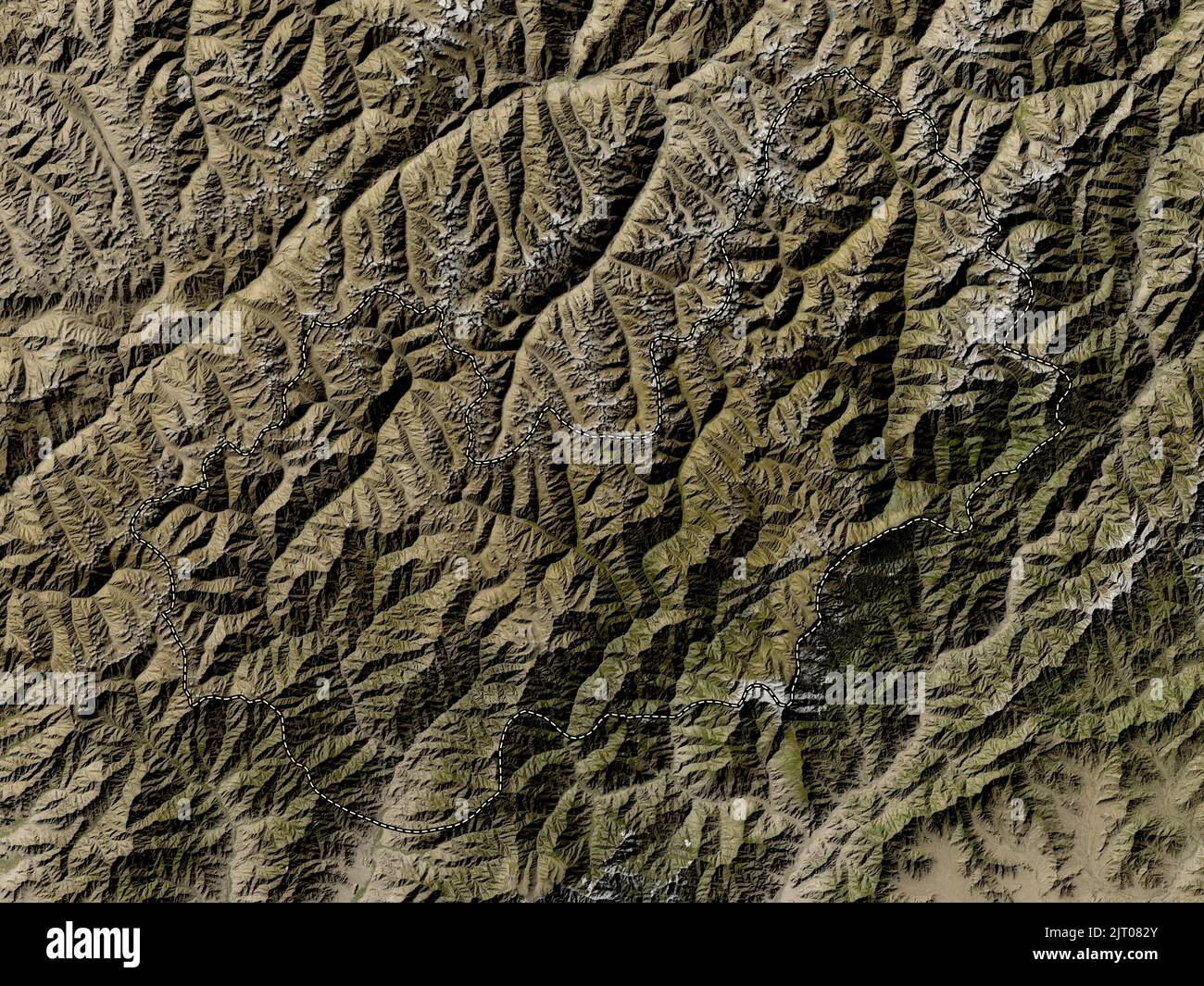 Nuristan, province d'Afghanistan. Carte satellite basse résolution Banque D'Images