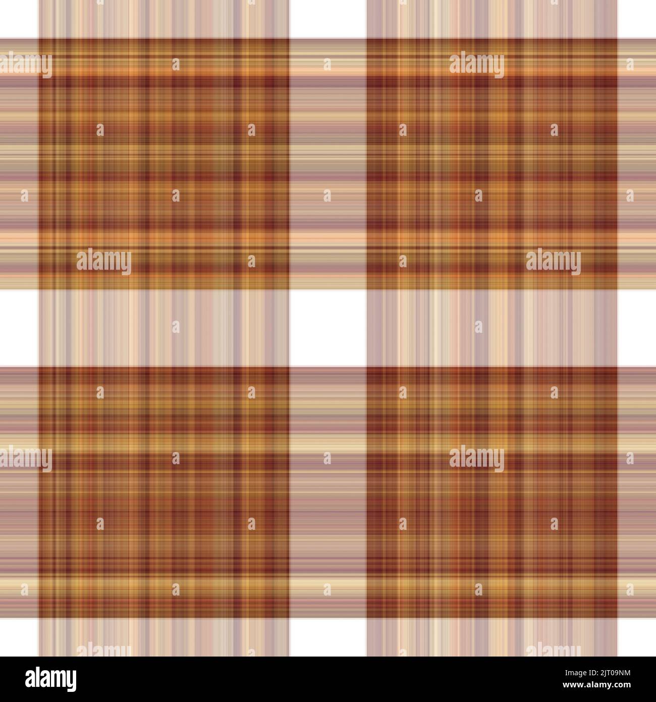 Tissu écossais blanc forêt à motif sans couture. Motif écossais de forêt automnale ton sur ton avec texture organique. Arrière-plan de bande orange pour papier peint rugueux. Banque D'Images