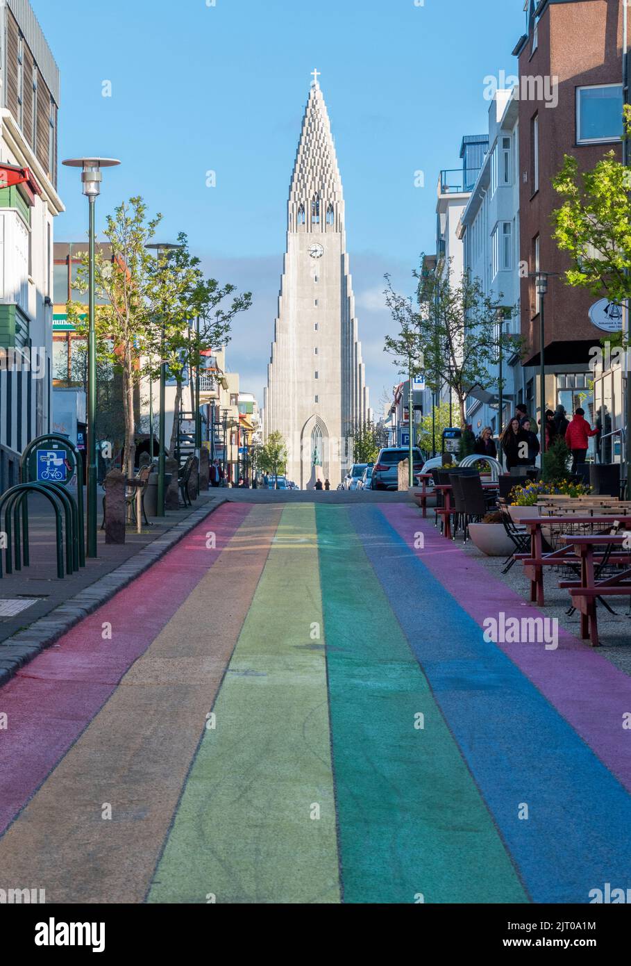 Cathédrale de Hallgrimskirkja, Reykjavik, Islande. Banque D'Images