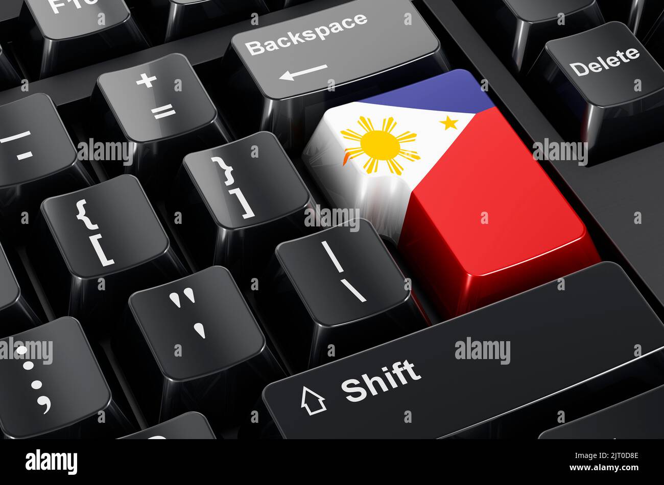 Drapeau philippin peint sur le clavier de l'ordinateur. Commerce en ligne, l'éducation aux Philippines concept. 3D rendu Banque D'Images