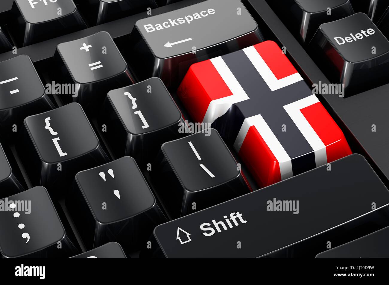 Drapeau norvégien peint sur le clavier d'ordinateur. Commerce en ligne, l'éducation en Norvège concept. 3D rendu Banque D'Images