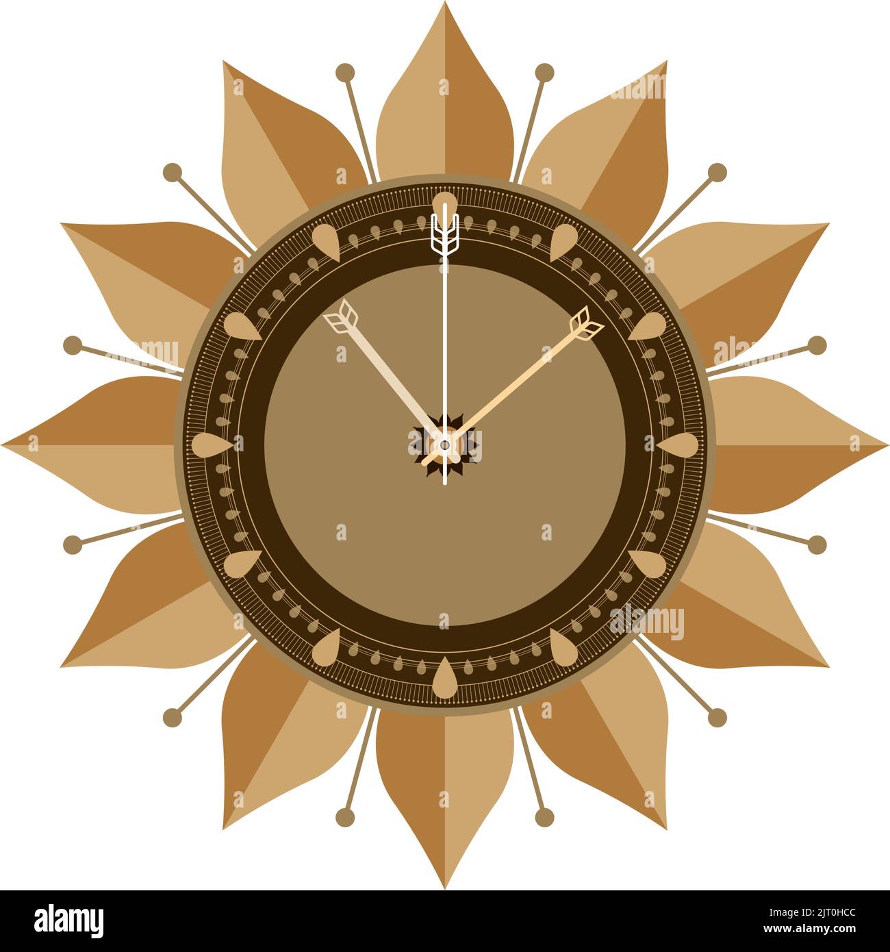 Concept d'horloge murale écologique pour l'agriculture de tournesol Illustration de Vecteur