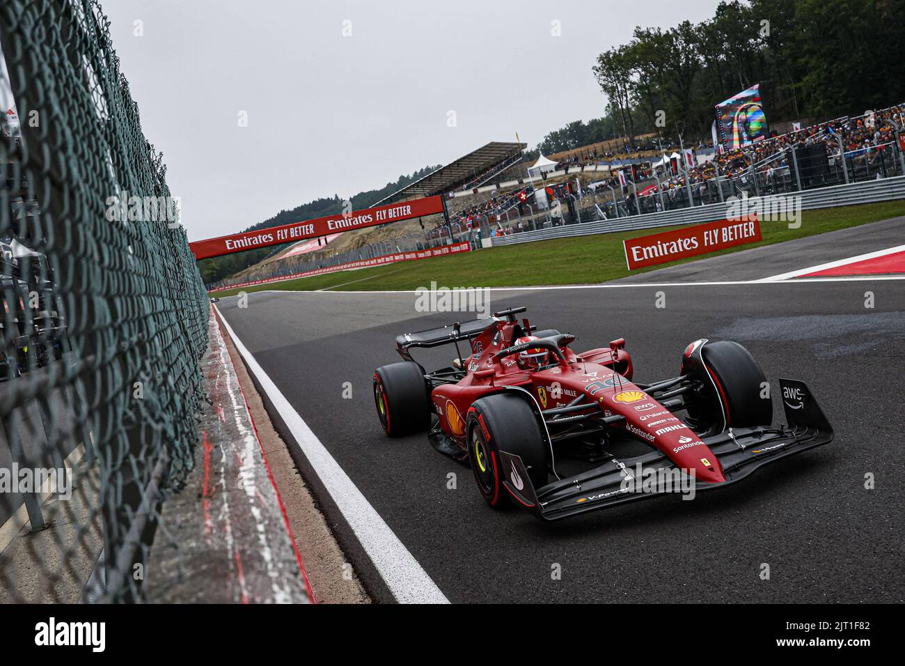 27 août 2022, Rome, Belgique : 16 LECLERC Charles (mco), Scuderia Ferrari F1-75, action pendant le Grand Prix de Belgique Rolex de Formule 1 2022 2022, 14th tour du Championnat du monde de Formule 1 FIA de 26 août à 28, 2022 sur le circuit de Spa-Francorchamps, à Francorchamps, Belgique - photo Julien Delfosse / DPPI/DPPI/LiveMedia. (Credit image: © Julien Delfosse/LPS via ZUMA Press) Banque D'Images