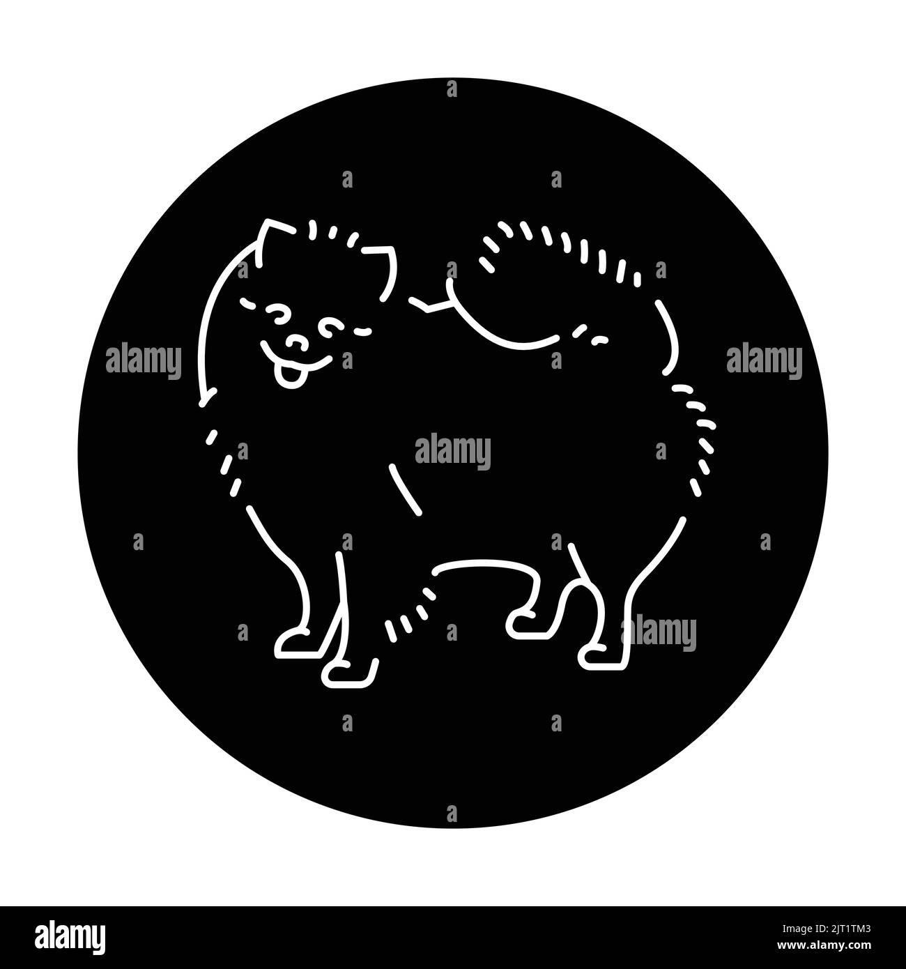 Icône de ligne de couleur Pomeranienne. Chien race. Pictogramme pour page Web, application mobile, Promo. Illustration de Vecteur