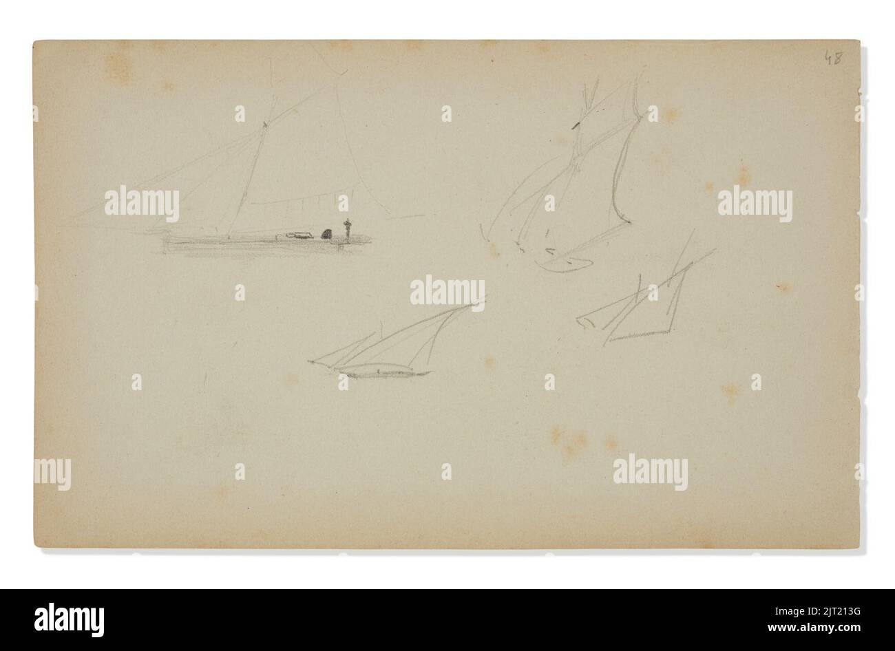 Toulouse-Lautrec - Esquisses de voiliers (verso), Lot-6363757. Banque D'Images