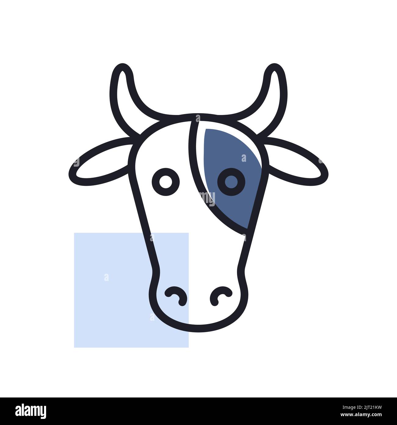 Icône isolée de la vache. Tête d'animal. Panneau ferme. Symbole ...