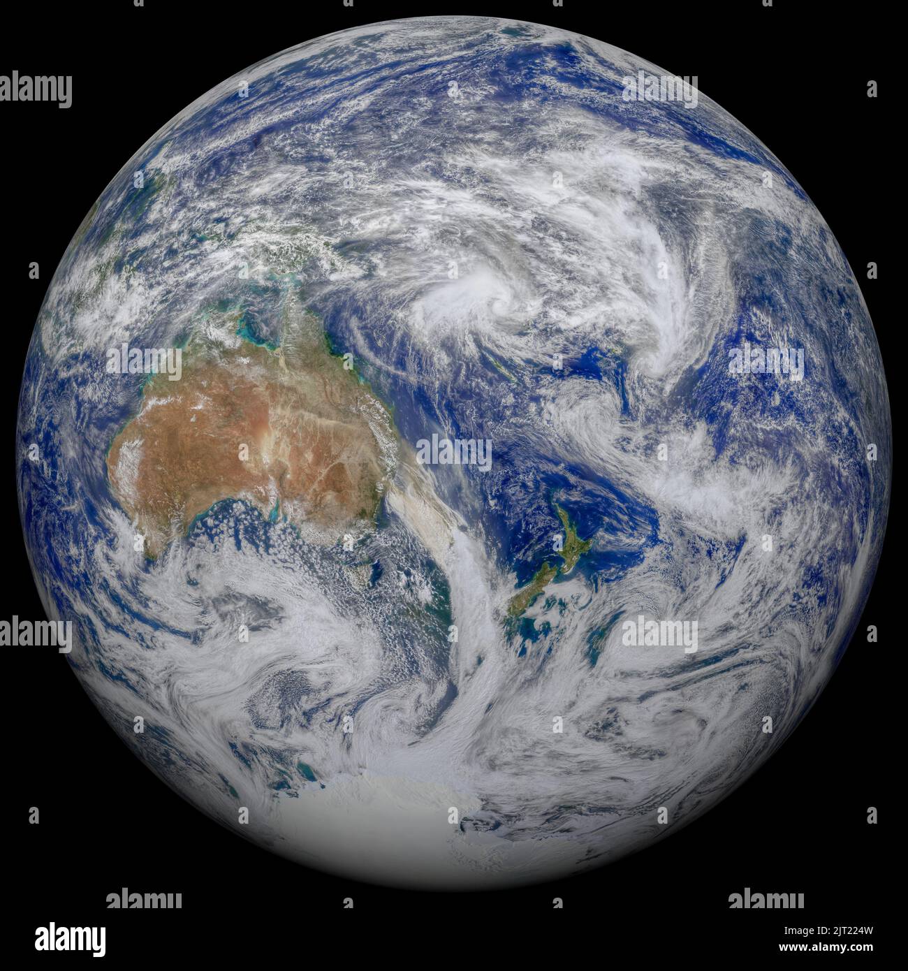 Vue satellite de la Terre montrant l'Australie et la Nouvelle-Zélande. Éléments de cette image fournis par la NASA Banque D'Images