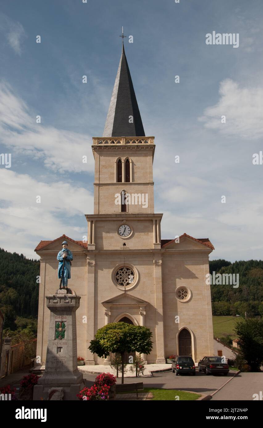 Église, Ecoche, Saône et Loire, Bourgogne, Rhône-Alpes, France Banque D'Images