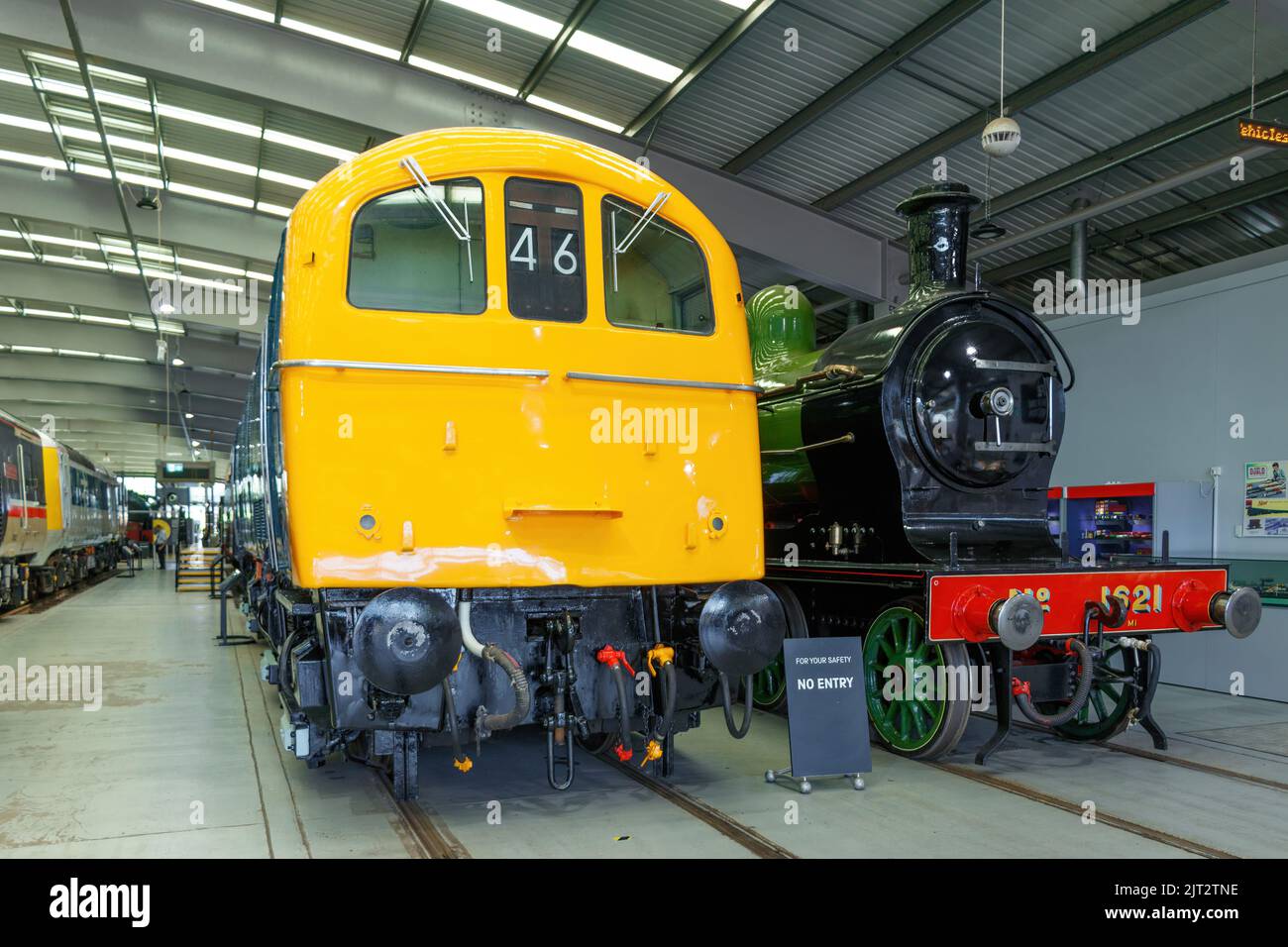 Vue de face British Rail Southern Region classe 71 Electric train train train CAB vue de face au ne Land Sea and Air Museum sunderland Banque D'Images
