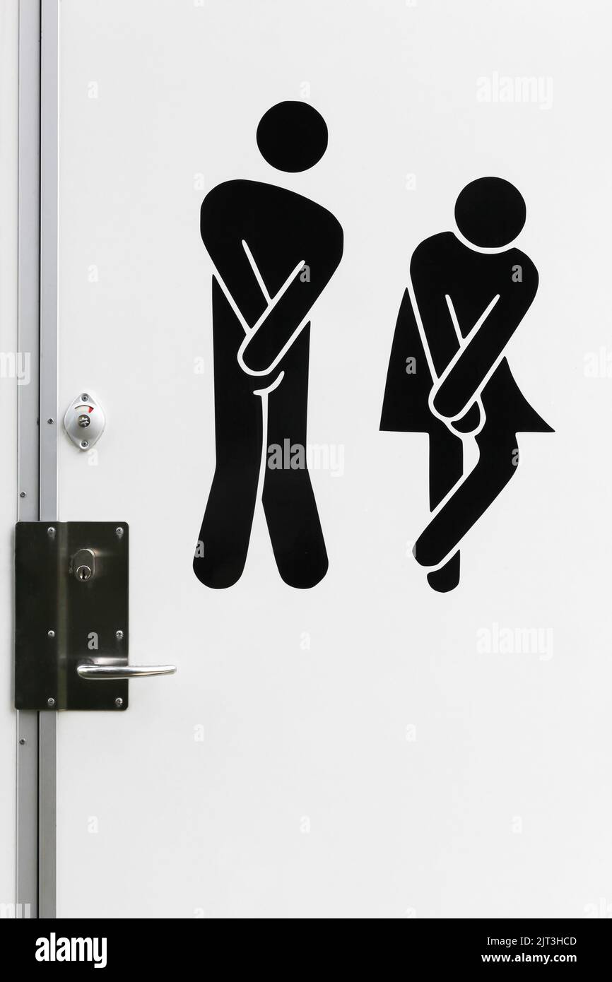 Toilettes publiques drôles au Danemark Banque D'Images