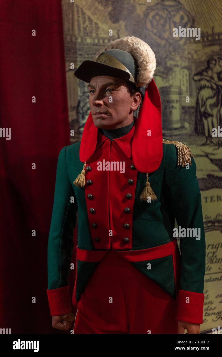 RUSSIE, PETERSBOURG - 19 AOÛT 2022: officier roi peter2 peter russie dynastie petersburg cire paul, du souverain fondateur à fort de saint trubetskoy Banque D'Images