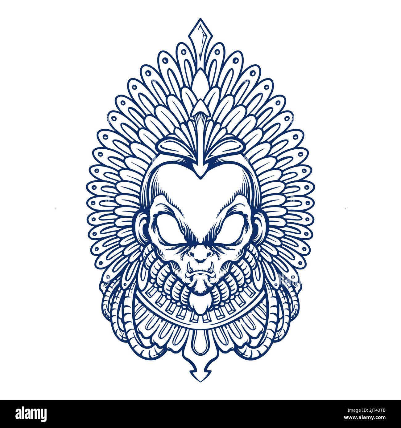 Alien Headdress Warrior Silhouette illustrations vectorielles pour votre travail logo, t-shirt de la marchandise de la mascotte, autocollants et dessins d'étiquettes, affiche, message d'accueil c Banque D'Images