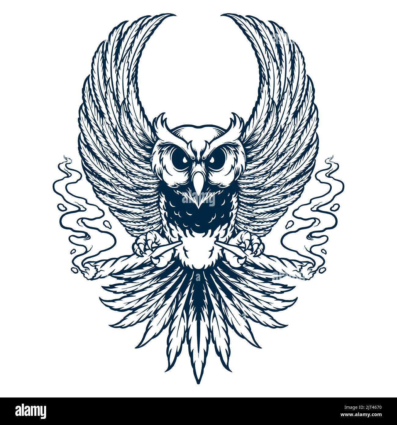 Illustration vectorielle de la silhouette de cigarette d'oiseau pour votre travail logo, t-shirt de marchandise de mascotte, autocollants et étiquettes, affiche, message d'accueil Banque D'Images