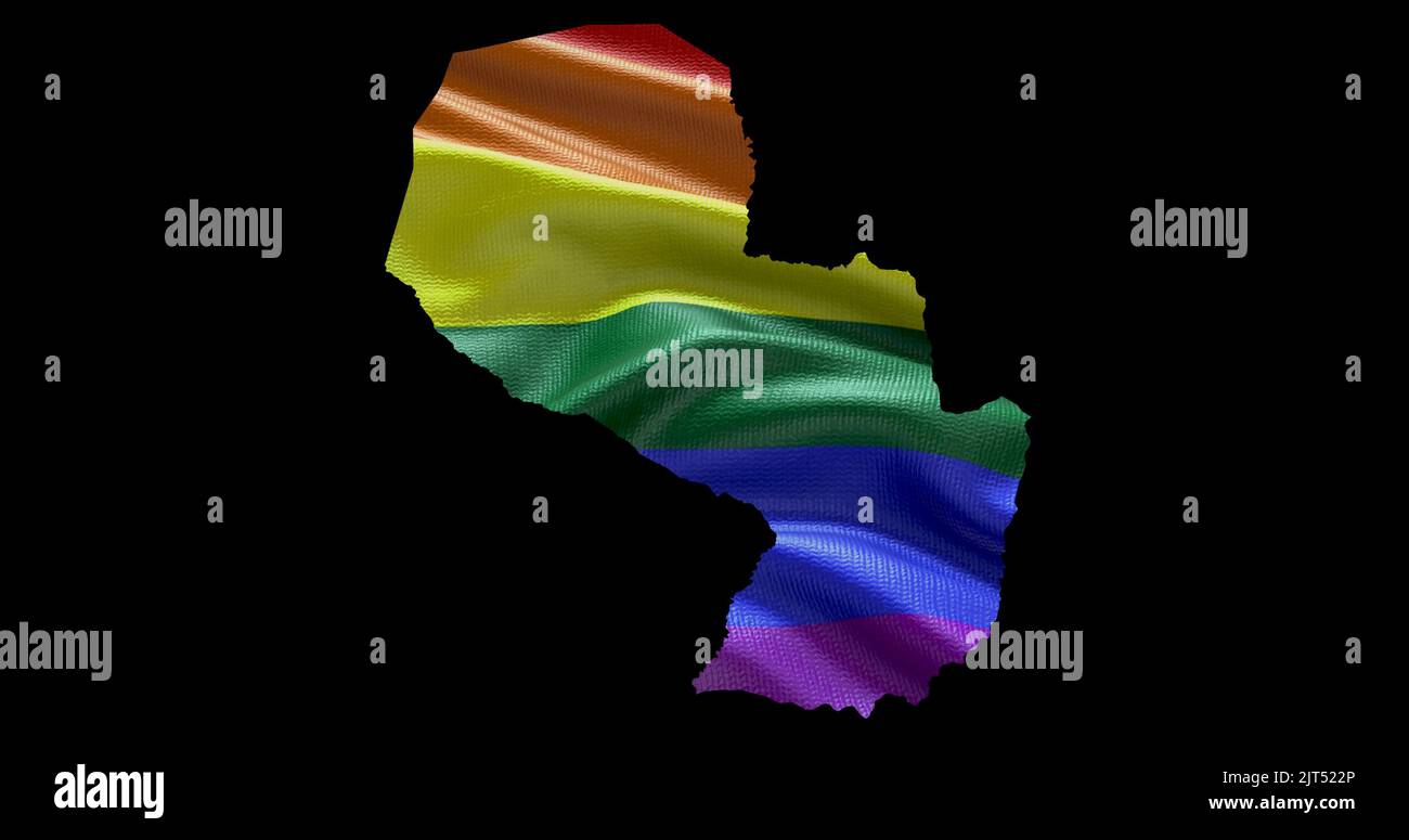 Paraguay pays territoire contour forme avec le drapeau LGBT arc-en-ciel sur fond noir. Banque D'Images Paraguay pays territoire contour forme avec le drapeau LGBT arc-en-ciel sur fond noir. Banque D'Images