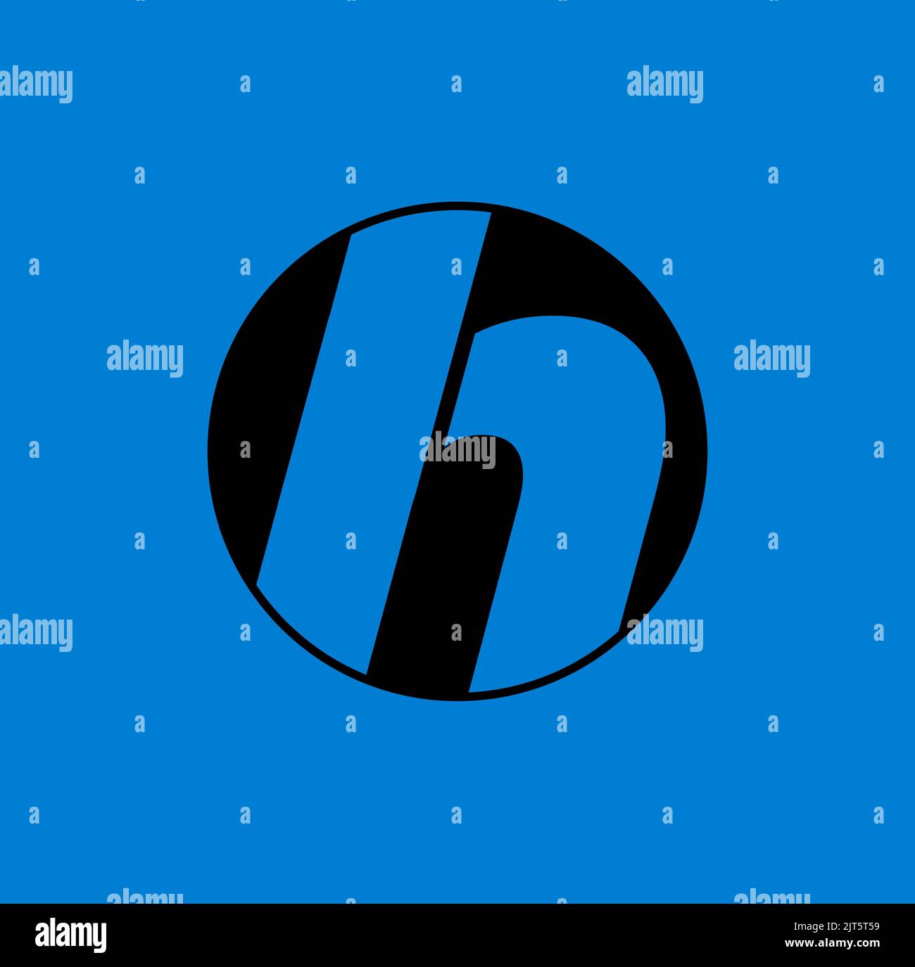 Le nom de la société H lettre initiale monogramme sur rond gris isolé sur fond bleu logo concept Illustration de Vecteur