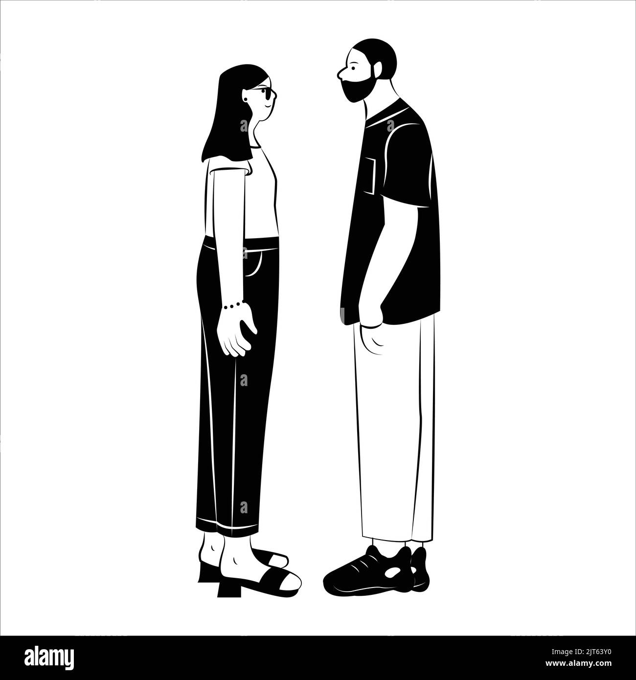 Un jeune couple regardant l'un à l'autre - clipart vecteur Illustration de Vecteur