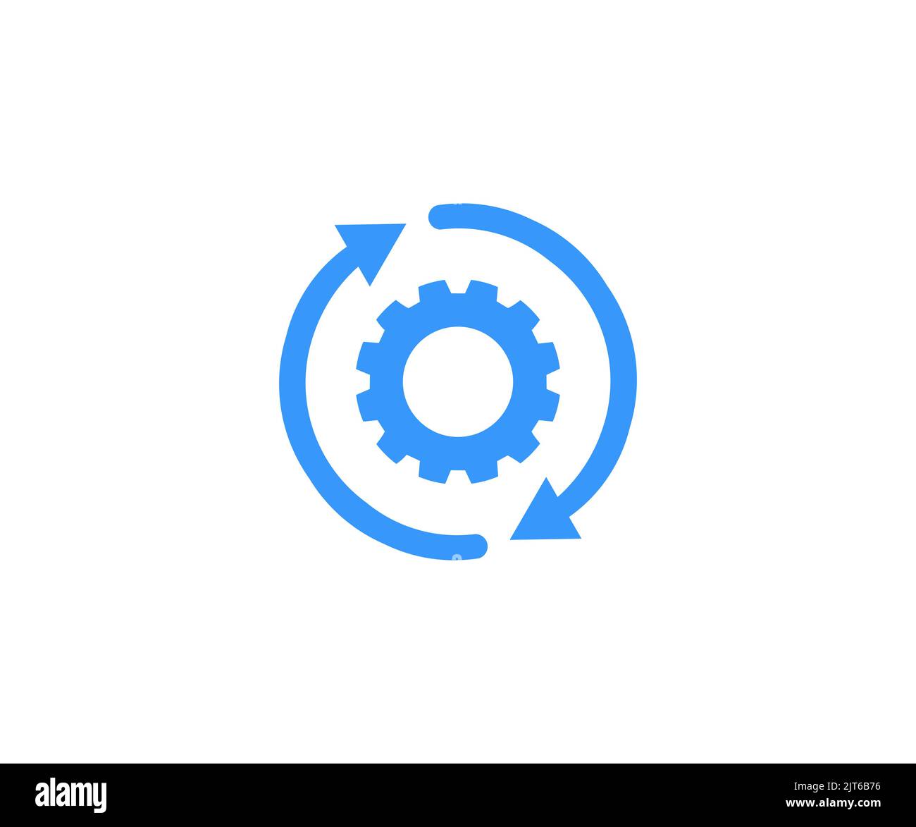 Icône d'exécution, rotation du processus d'intégration de l'outil, conception du logo du pictogramme de roue d'engrenage de cycle de personnalisation. Elément technologique d'assemblage d'exécution. Illustration de Vecteur