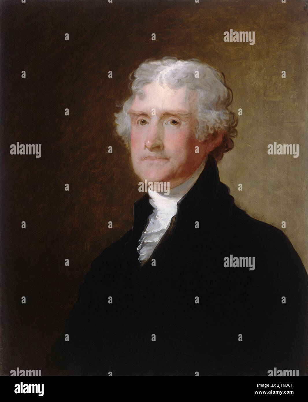 Un portrait de Thomas Jefferson. Le portrait est de c. 1821, lorsque Jefferson avait 78 ans. Peint par Gilbert Stuart Banque D'Images