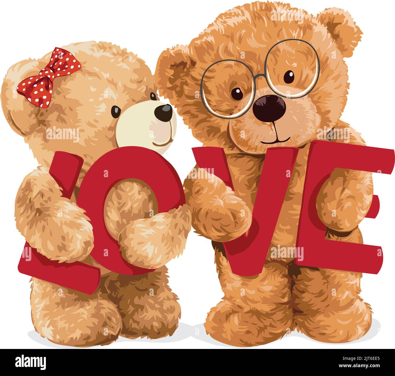 Couple d'ours en peluche avec amour Illustration de Vecteur