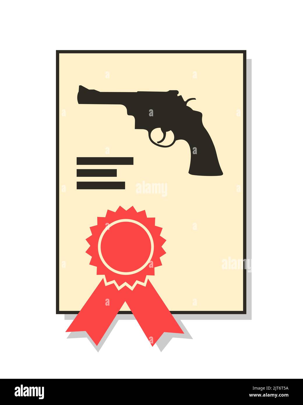 Permis d'armes à feu et permis d'armes à feu - document officiel de permission pour l'arme. Illustration vectorielle isolée sur blanc. Banque D'Images