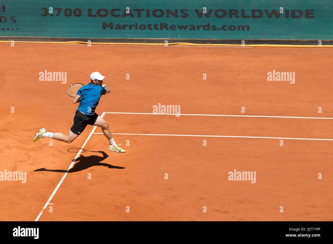 Rafael Nadal jouant au Madrid Mutua tennis Open Banque D'Images