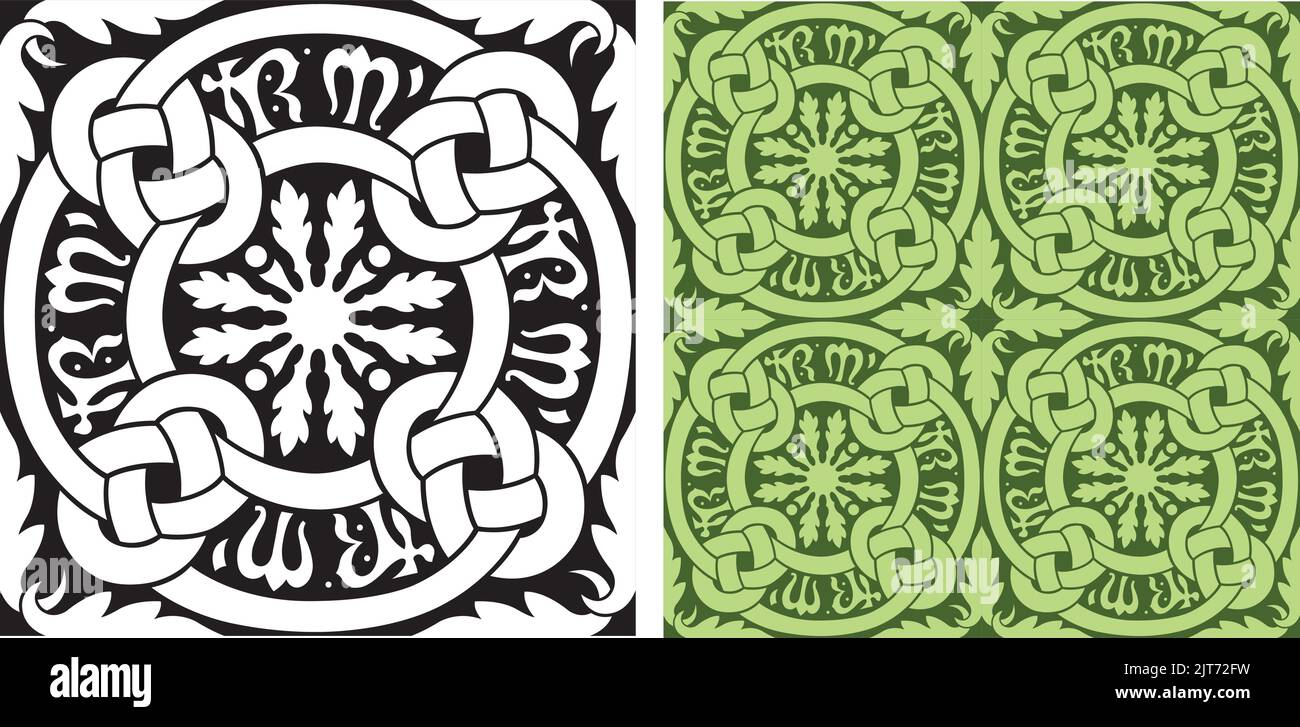 Illustration vectorielle d'un motif décoratif en carreaux répétitif à nœud celtique. Illustration de Vecteur