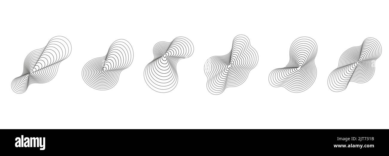 Cercles topographiques abstraits. Formes de texture organiques. Jeu d'illustrations vectorielles. Illustration de Vecteur