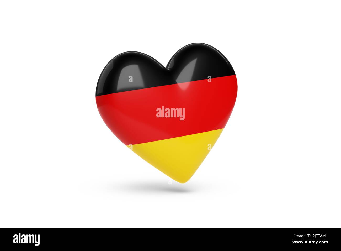 Coeur avec les couleurs du drapeau de l'Allemagne isolé sur fond blanc. 3d illustration. Banque D'Images