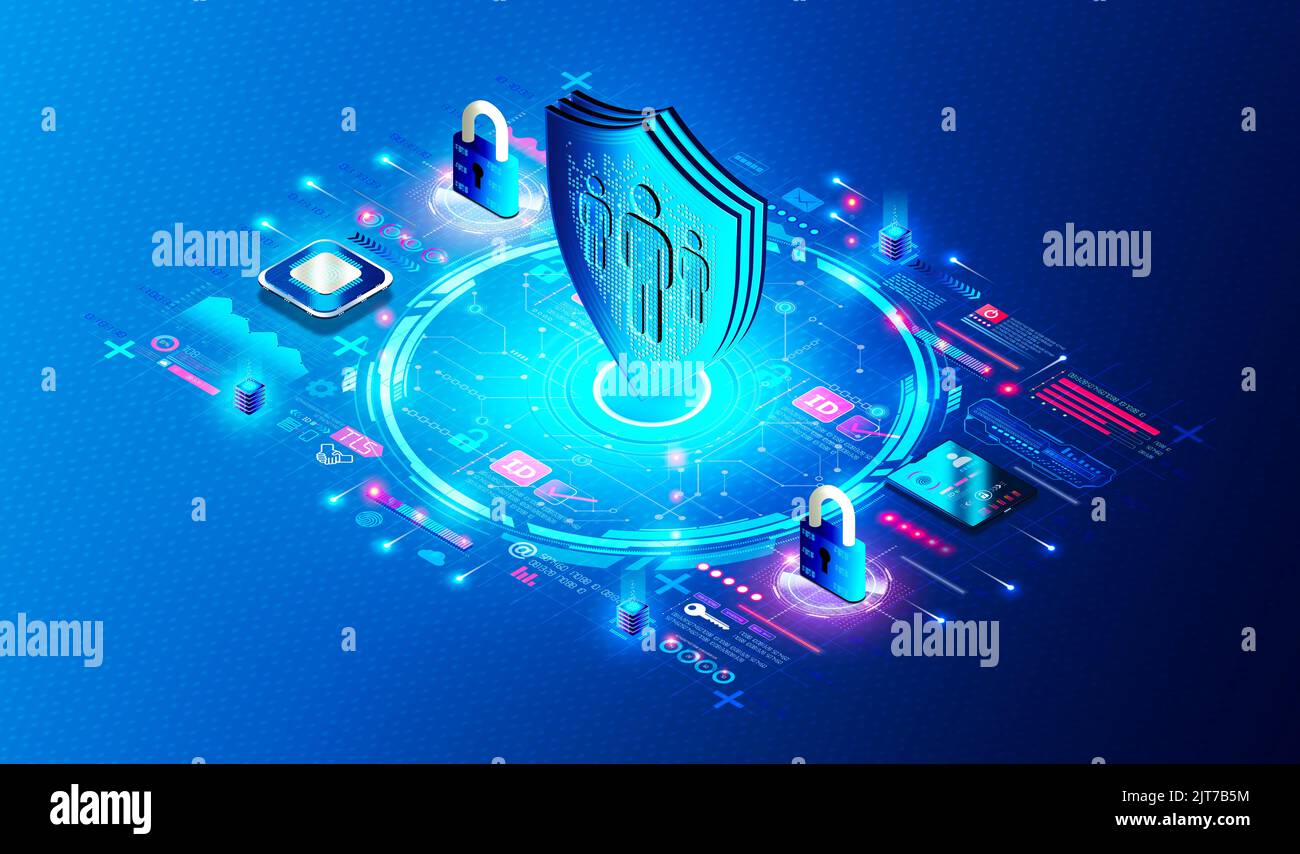 Concept de détection et de réponse aux menaces d'identité et de gestion des droits d'accès à l'infrastructure Cloud - ITDR et CIEM - Nouveau Solutio de cybersécurité basé sur le Cloud Banque D'Images