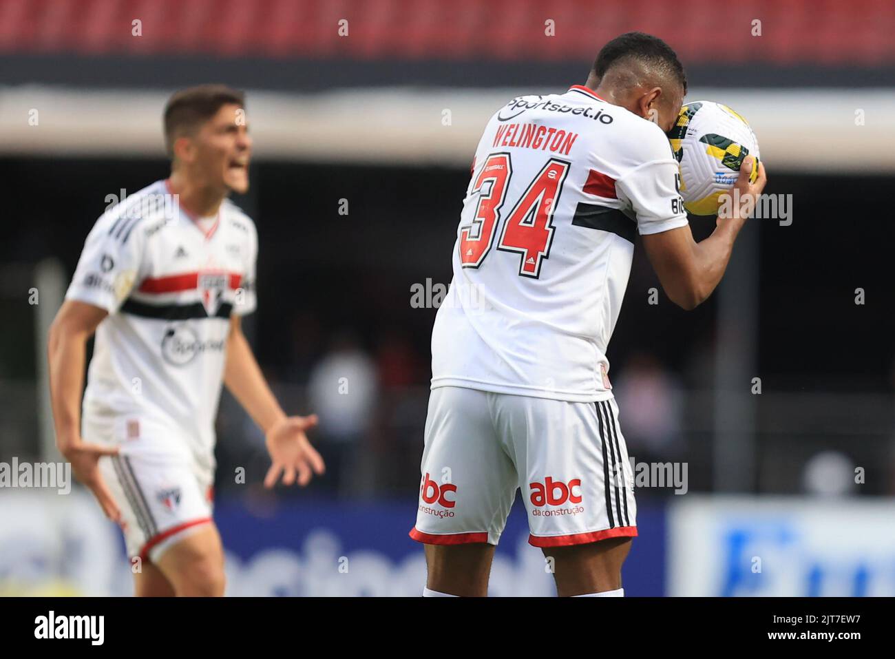 Sao Paulo, Brésil. 28th août 2022. SP - Sao Paulo - 08/28/2022 - BRÉSILIEN A 2022, SAO PAULO X FORTALEZA - Wellington le joueur de Sao Paulo regrette la perte de chance lors d'un match contre Fortaleza au stade Morumbi pour le championnat brésilien A 2022. Photo: Marcello Zambrana/AGIF/Sipa USA crédit: SIPA USA/Alay Live News Banque D'Images