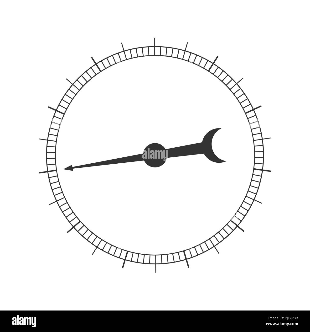 Échelle de mesure ronde avec flèche rotative. modèle de baromètre à 360 degrés, boussole, outil de règle circulaire isolé sur fond blanc. Illustration graphique vectorielle Illustration de Vecteur