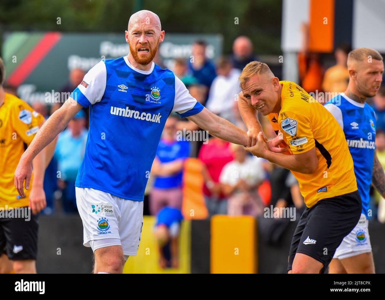 Chris Shields & Andy Mitchell - Carrick Rangers vs Linfield, Danske Bank Premiership, Loughview Leisure Arena Carrickfergus, dimanche 28th août 2022. Banque D'Images