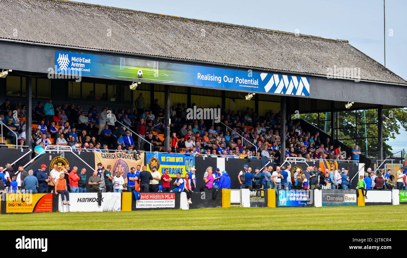 Carrick Rangers vs Linfield, Danske Bank Premiership, Loughview Leisure Arena Carrickfergus, dimanche 28th août 2022. Banque D'Images