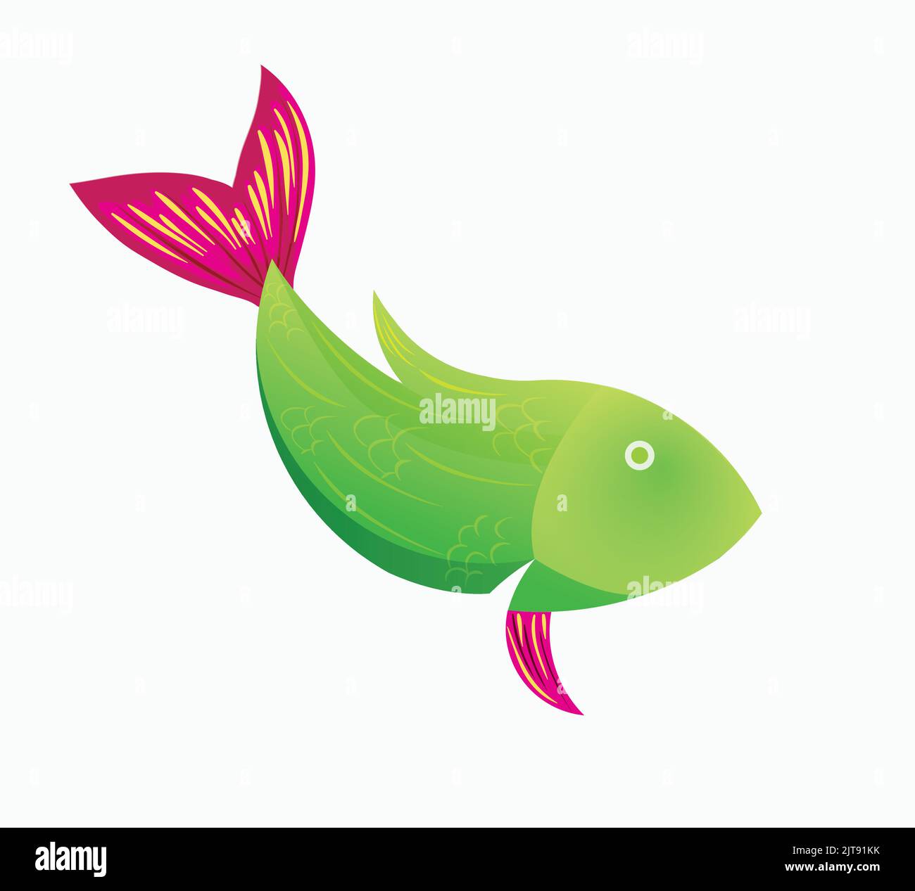 illustration de vecteur de poisson vert rose dégradé de poissons remplir beau poisson mignon Illustration de Vecteur
