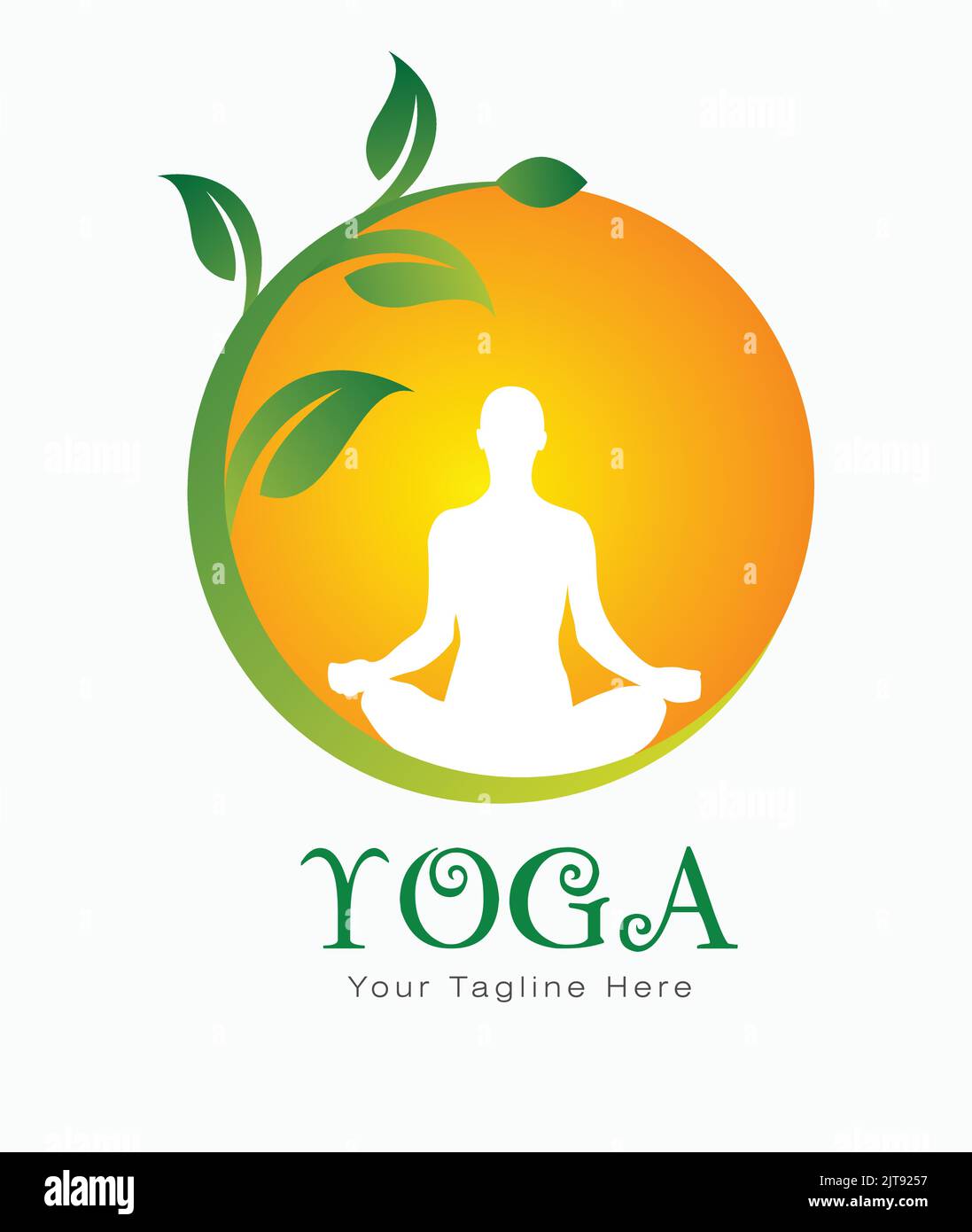 logo yoga feuille de soleil nature vert exercice méditation club gym vecteur logo modèle business soins fitness logo abstrait Illustration de Vecteur