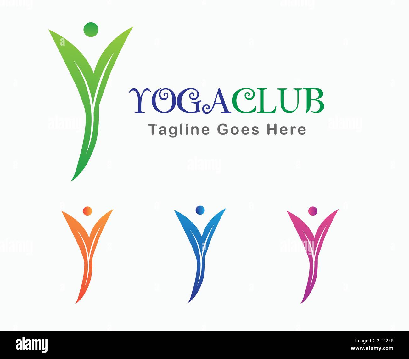 logo yoga y lettre logo feuille nature vert exercice méditation club gym vecteur logo modèle business soins fitness logo abstrait Illustration de Vecteur