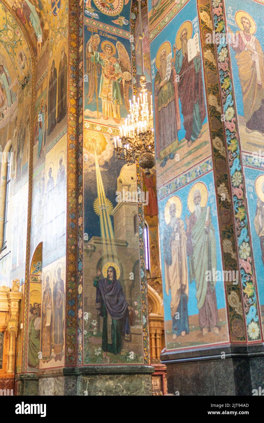 RUSSIE, PETERSBOURG - 21 AOÛT 2022 : église saint-christ de saint-pétersbourg russie bâtiment russe icône, du krovi orthodoxe en na et détails de voyage Banque D'Images
