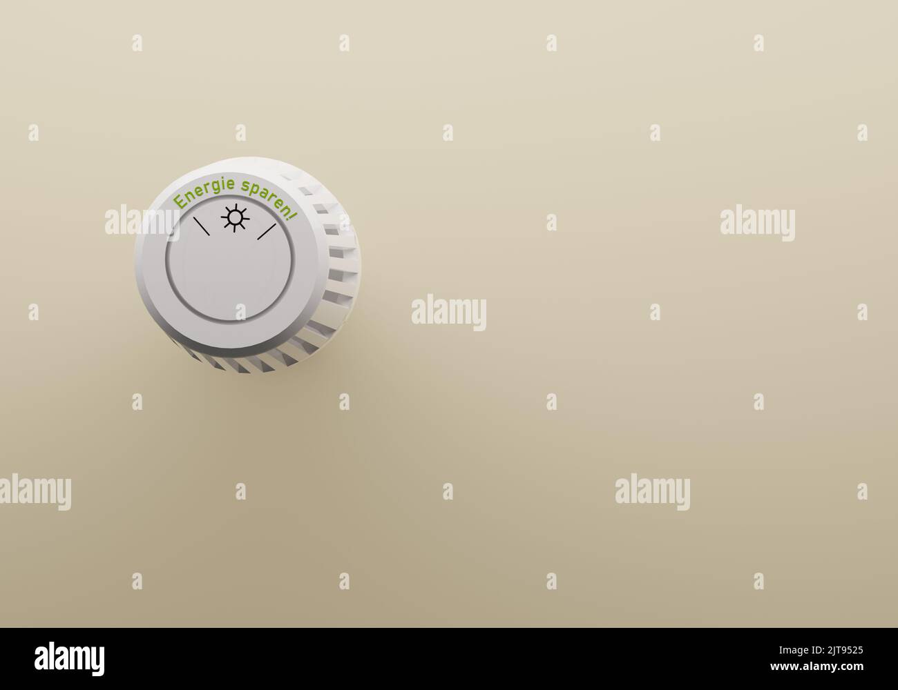 Thermostat à l'empreinte allemande économisez de l'énergie sur un fond beige avec de l'espace pour le texte, augmentation des coûts de chauffage, concept de coût d'énergie, réduire l'énergie co Banque D'Images