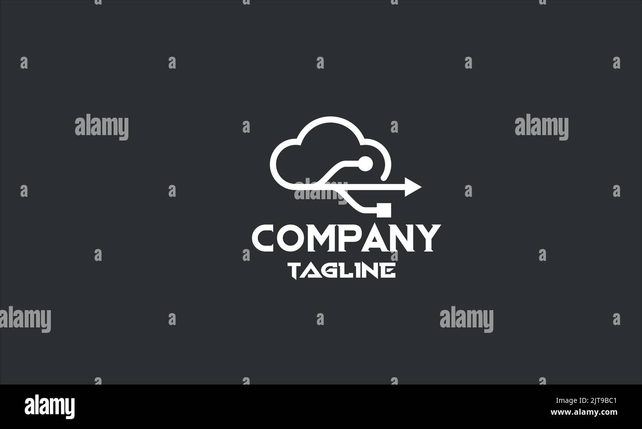 modèle minimal de logo de cloud numérique Illustration de Vecteur
