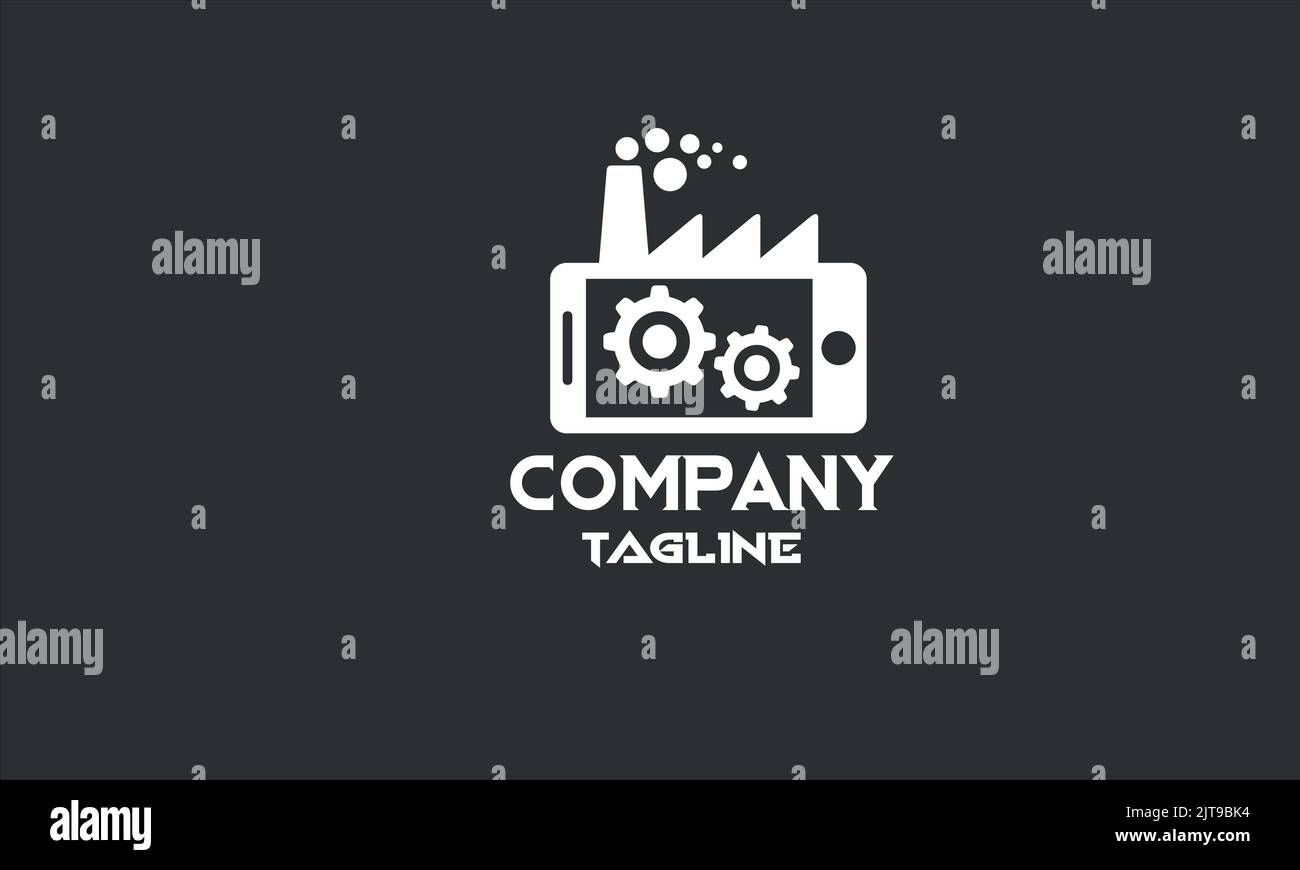 modèle de logo minimal de l'usine mobile Illustration de Vecteur