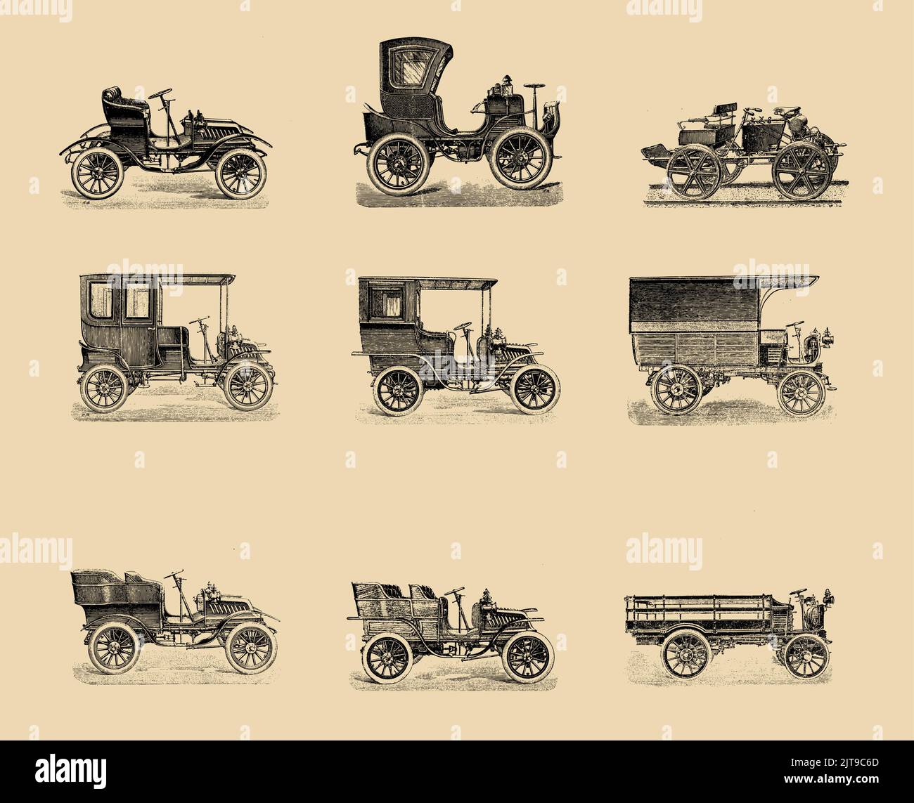 Illustration vectorielle d'un ensemble de voitures d'époque Illustration de Vecteur