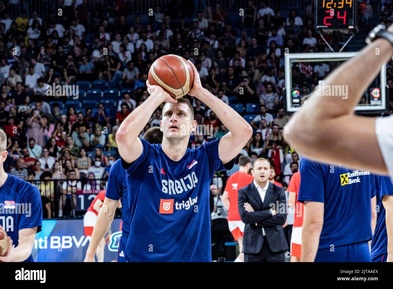 Istanbul, Turquie. 28th août 2022. Nikola Jokic de Serbie en action pendant la coupe du monde 2022 qualifications européennes entre la Turquie et la Serbie au dôme Sinan Erdem. Score final; Serbie 79:72 Turquie. (Photo de Nicholas Muller/SOPA Images/Sipa USA) crédit: SIPA USA/Alay Live News Banque D'Images